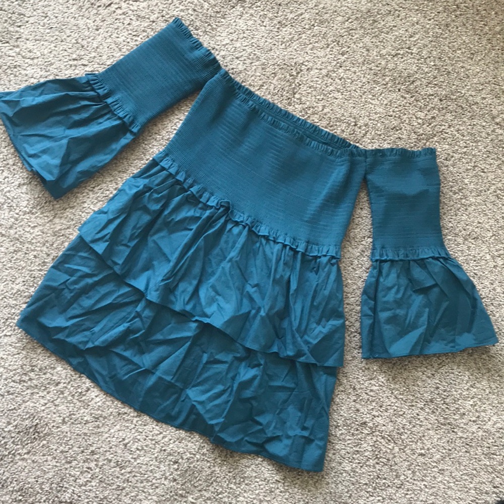 DONATING NEXT WEEK- teal off-shoulder top